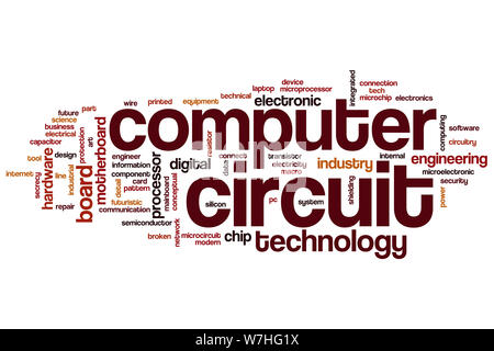 Computer circuit word cloud concept Stock Photo