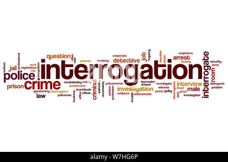 Interrogation word cloud concept Stock Photo