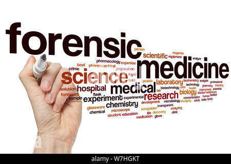 Forensic medicine word cloud concept Stock Photo