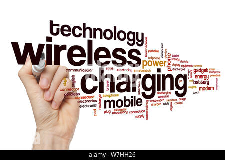 Wireless charging word cloud Stock Photo