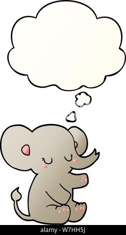 cartoon elephant with thought bubble in smooth gradient style Stock Vector