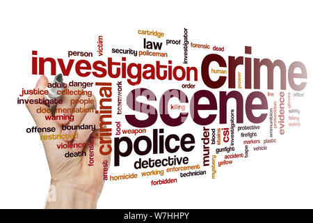 Crime scene word cloud concept Stock Photo