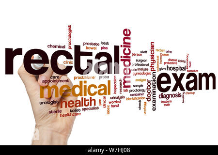 Rectal exam word cloud concept Stock Photo