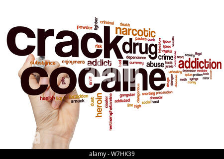 Crack cocaine word cloud concept Stock Photo