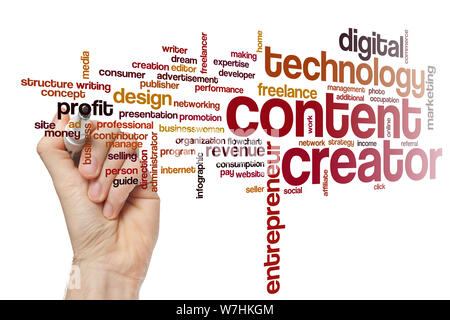 Content creator word cloud Stock Photo