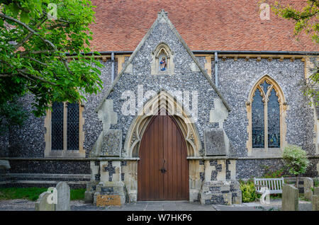 An entrance into St James the Less church in Pangbourne in West Berkshire, UK. Stock Photo