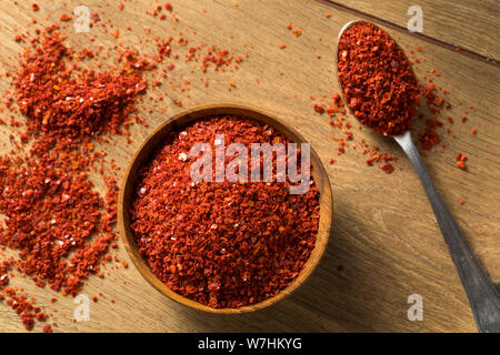 Organic Red Spicy Korean Gochugaru Spice in a Bowl Stock Photo