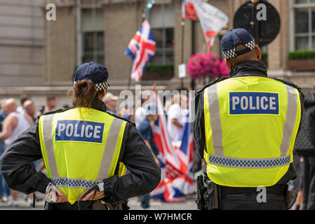 Female Police Officers. Far Right Protesters. Freedom For Palestine 