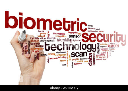 Biometric security word cloud concept Stock Photo