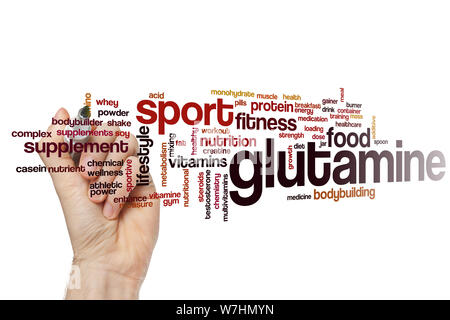 Glutamine word cloud concept Stock Photo