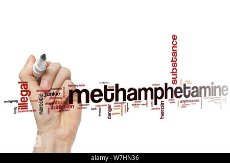 Methamphetamine word cloud concept Stock Photo