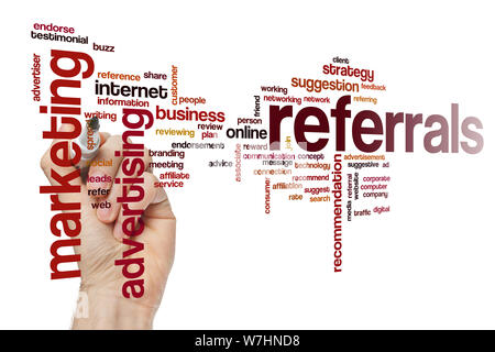 Referrals word cloud concept Stock Photo