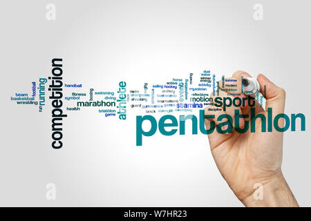 Pentathlon word cloud concept Stock Photo