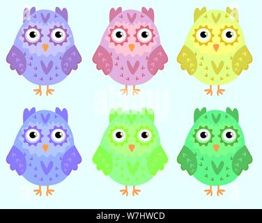 pink baby owl cartoon