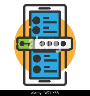 Icon of authentication on the phone. Password input field Stock Vector