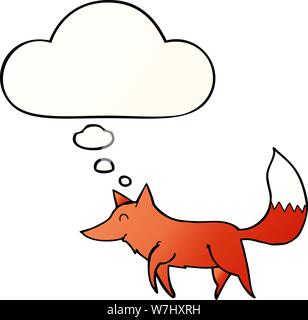 cartoon wolf with thought bubble in smooth gradient style Stock Vector