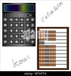 Black accounting calculator with advanced functions for calculations and scores Stock Vector