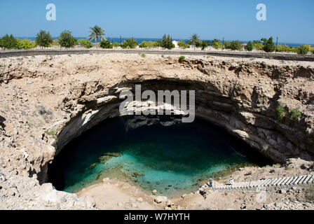 Beautiful beach in Middle East. Bimmah Sinkhole in Muscat,The Sultanate of Oman Stock Photo