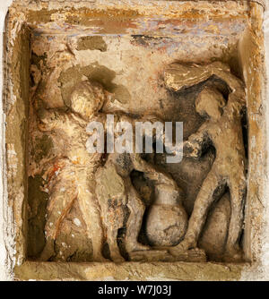 Gothic castle in Grodziec, chapel, bas-relief, Lower Silesia, Poland Stock Photo