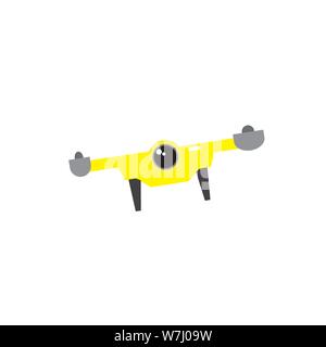 Isolated flying drone over a white background - Vector Stock Vector