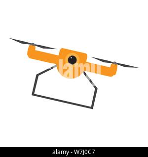 Isolated flying drone over a white background - Vector Stock Vector