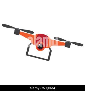 Isolated flying drone over a white background - Vector Stock Vector