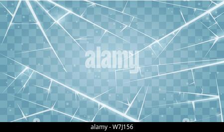 Frozen surface. Vector window with white ice cracks, cold cracked texture background, abstract frost winter sheet Stock Vector