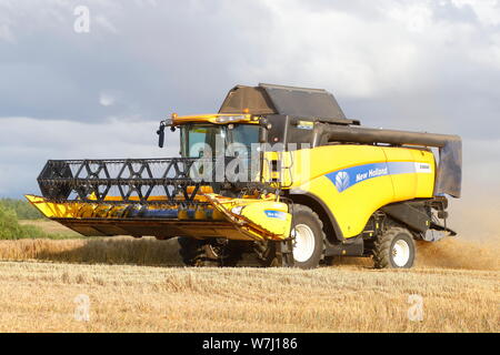 New Holland CX8040 Combine Harvester cutting a field in Swillington,Leeds. Stock Photo