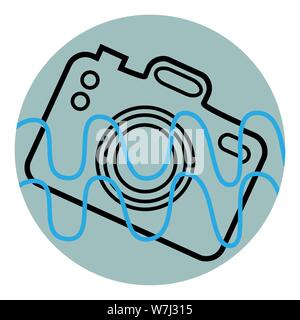 Icon of the camera fallen into the water Stock Vector