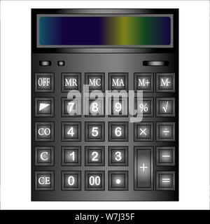 Black accounting calculator with advanced functions for calculations. Stock Vector