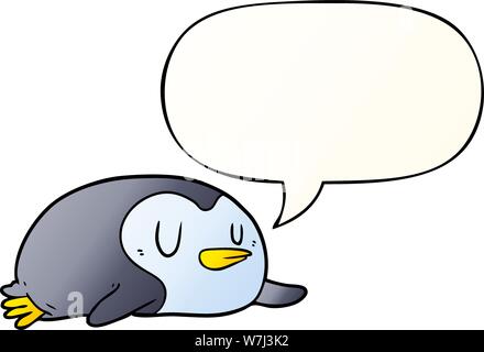 cartoon penguin with speech bubble in smooth gradient style Stock Vector