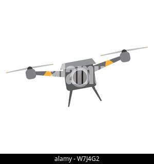 Isolated flying drone over a white background - Vector Stock Vector