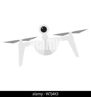 Isolated flying drone over a white background - Vector Stock Vector