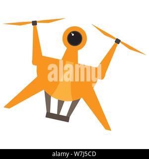 Isolated flying drone over a white background - Vector Stock Vector