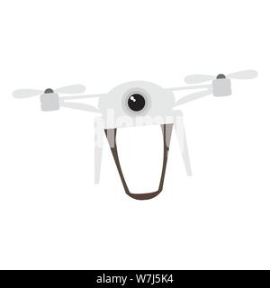 Isolated flying drone over a white background - Vector Stock Vector