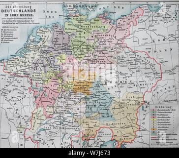 Map, the division of Germany into ten circles in the 16th century, imperial circles, historical illustration, Germany Stock Photo