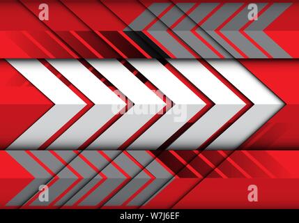 Abstract white grey arrow pattern on red direction design modern futuristic background vector illustration. Stock Vector