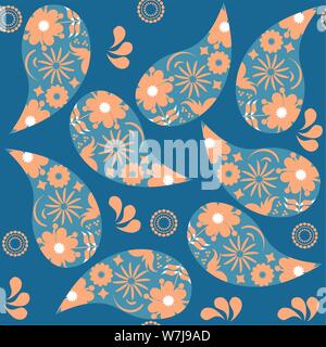 Paisley seamless pattern. It is located in swatch menu, vector. Colorful texture for design. Turkish cucumber image Stock Vector