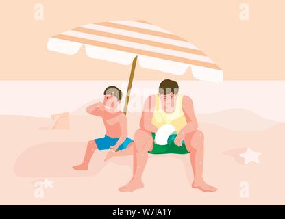 Suffering a heat wave in a hot summer day vector illustration 013 Stock Vector