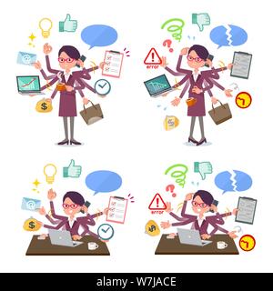 A set of women who perform multitasking in the office.There are things to do smoothly and a pattern that is in a panic.It's vector art so it's easy to Stock Vector