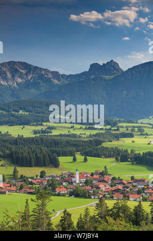 Germany, Bavaria, Allgaeu, Eisenberg castle, mountain view Stock Photo