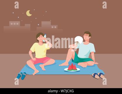 Suffering a heat wave in a hot summer day vector illustration 003 Stock Vector