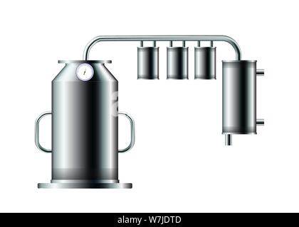 Laboratory distiller apparatus. Vector illustration Distillate water Stock Vector