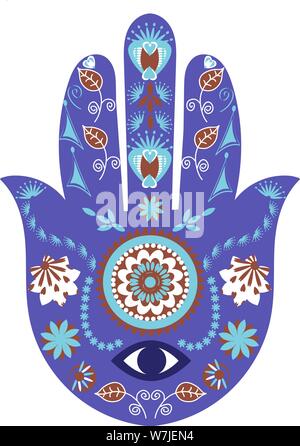 Hand of Fatima sign. Hamsa hand simbol, amulet, talisman in vector design Stock Vector