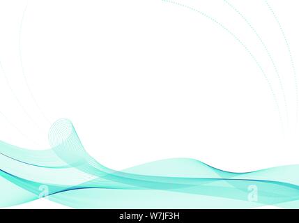 Wavy abstract. Turquoise ribbon concept with dotted curve decoration, on white isolated background. Vector illustration. Stock Vector