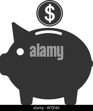 simple flat black and white piggy bank icon vector illustration Stock Vector