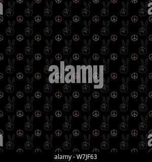 Hand gestures pattern on black background Stock Vector