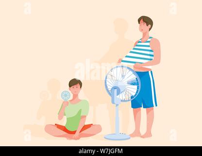Suffering a heat wave in a hot summer day vector illustration 005 Stock Vector
