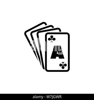 Poker Playing Cards, Ace Suits, Spade Royal. Flat Vector Icon illustration. Simple black symbol on white background. Poker Playing Cards, Ace Suits si Stock Vector