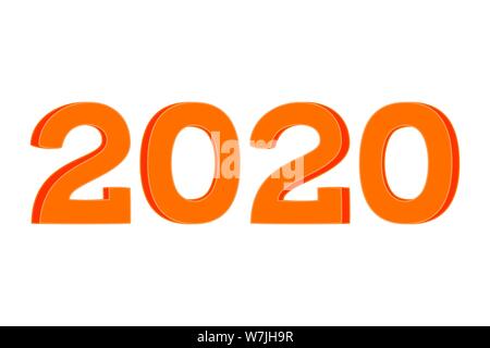 Colorful cartoon orange 2020 new year number symbol. Stock Vector